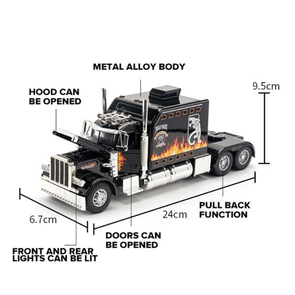 KLT 1 : 24 Peterbilt 389 Metal Liga de Brinquedos Modelo de Carro Liga de Metal Diecast Carro Som Simulação - Image 8