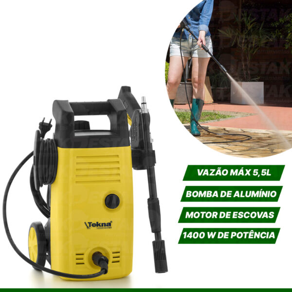 Lavadora De Alta Pressão 1400W Com Rodas, Alça E Shampoozeira HLX110VC - Tekna - Image 7