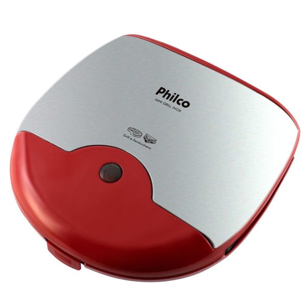 Mini Grill e Sanduicheira Philco Inox Vermelha 750W - Image 2