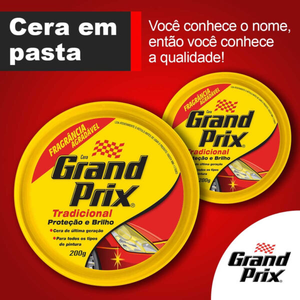 Kit 05 Cera em Pasta Tradicional Lata 200g GRAND PRIX - Cera Automotiva Carro em Pasta Auto Brilho e Proteção UV - Image 2