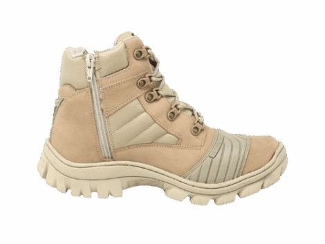 Coturno Militar Motociclista Com Zíper Bota Tático Cano Curto Americana Desert Areia C Palmilha em Gel