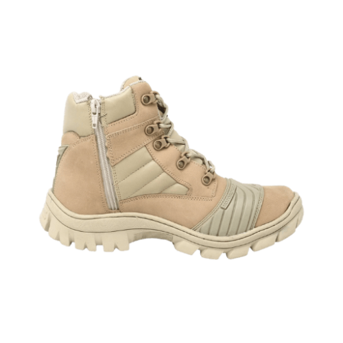 Coturno Militar Motociclista Com Zíper Bota Tático Cano Curto Americana Desert Areia C Palmilha em Gel